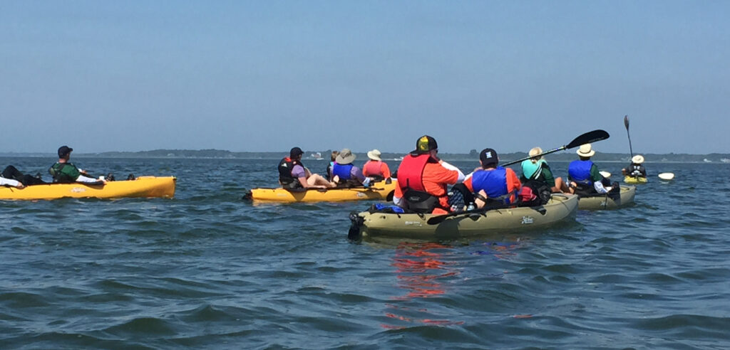 Paddling along the coast of Long Island.