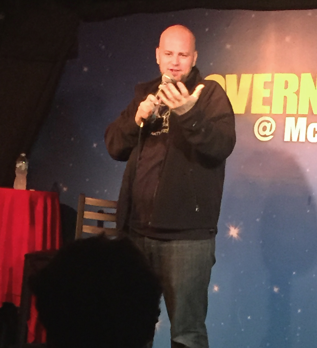 A comedian at the Governor's Comedy Club.