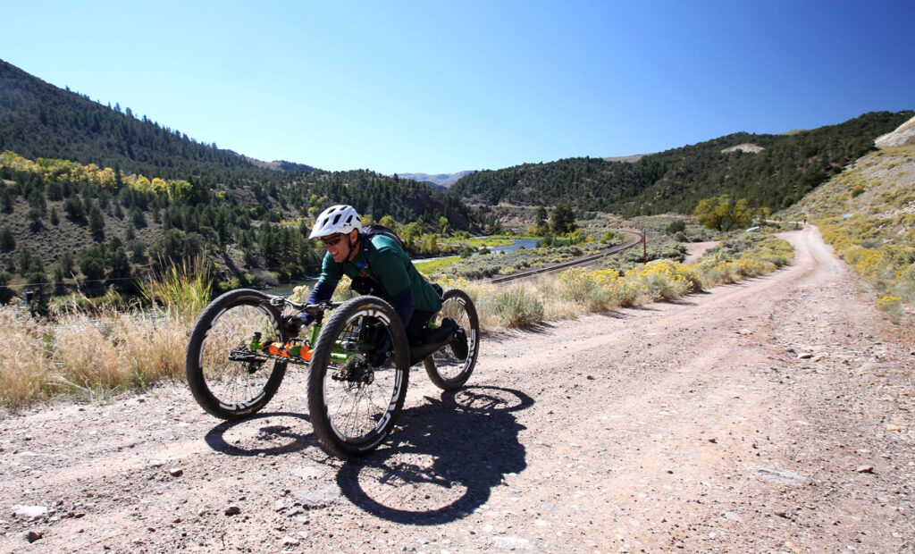 A hand cyclist at the Challenge