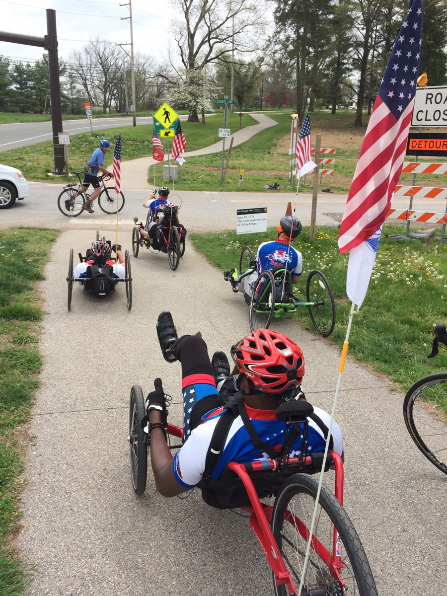Riding hand and recumbent cycles at Face of America