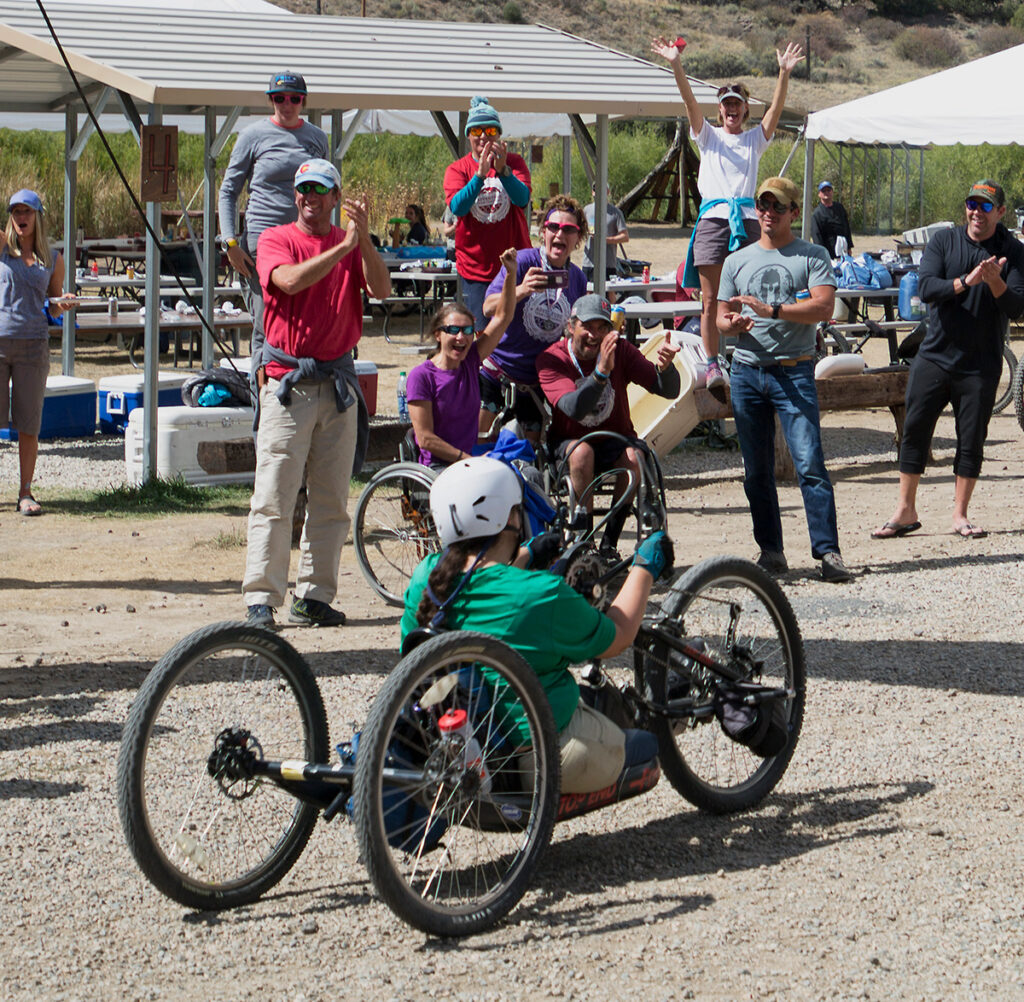 Arriving at the Challenge finish.