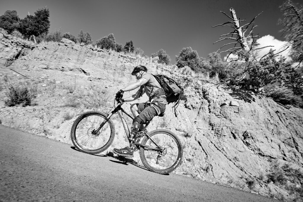 Climbing a steep hill at the Challenge